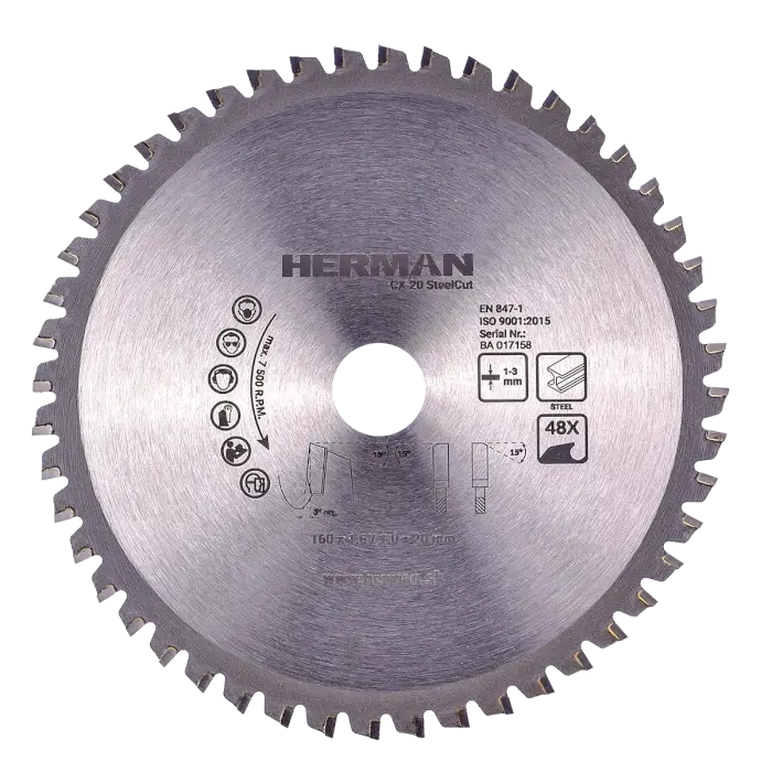 Kreissägenblatt HERMAN CX-20 SteelCut Stahl 1 - 3mm