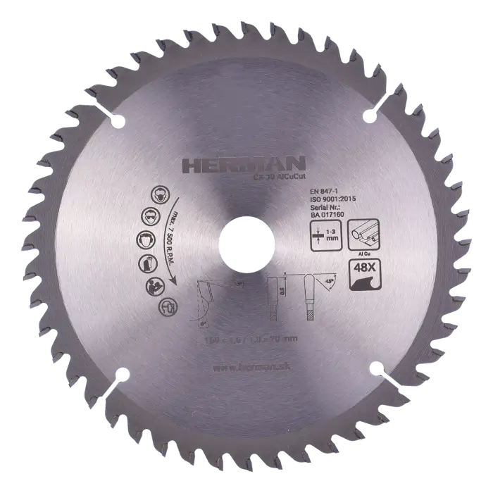 Kreissägenblatt HERMAN CX-30 AlCuCut 160x1,6/1,0x20mm|48 Zähne