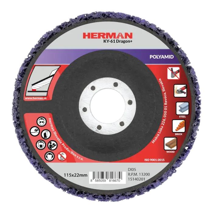 Reinigung-Schleifscheibe HERMAN KY-61 Dragon POLYAMID|115mm|coarse