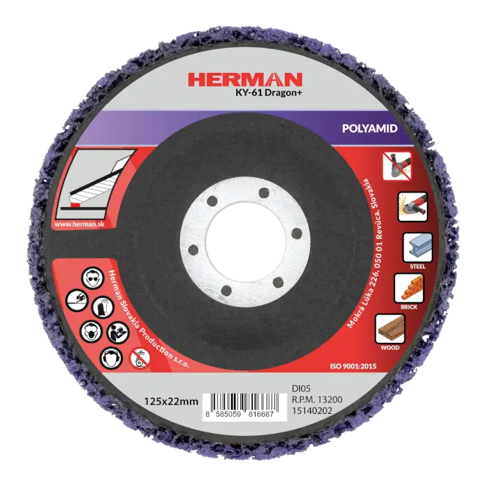 Reinigung-Schleifscheibe HERMAN KY-61 Dragon POLYAMID|125mm|coarse