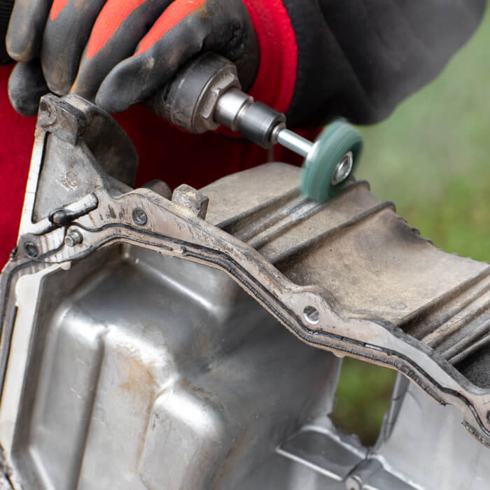 Reinigungsscheibe am Schaft HERMAN FWK-20/S Dragon Green Schleifmittel: STRIP-IT + Korund