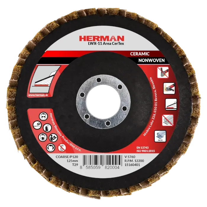 Kombinierte Lamellenscheibe HERMAN LWX-11 Area CerTex 125mm | ceramic | coarse / P120