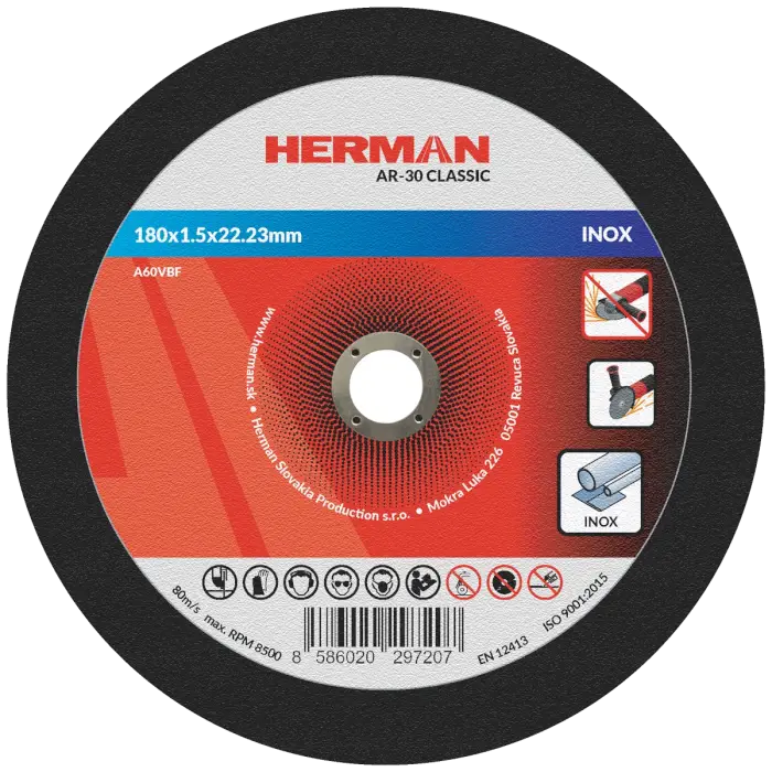 Trennscheibe HERMAN AR-30 Classic|Für Edelstahl 180x1,5x22,23mm|Gerade|TYP 41