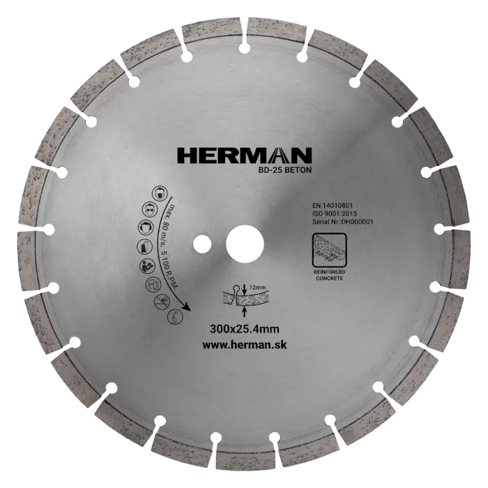 Diamantscheibe HERMAN BD-25 Beton 300x25,4mm | H=12mm