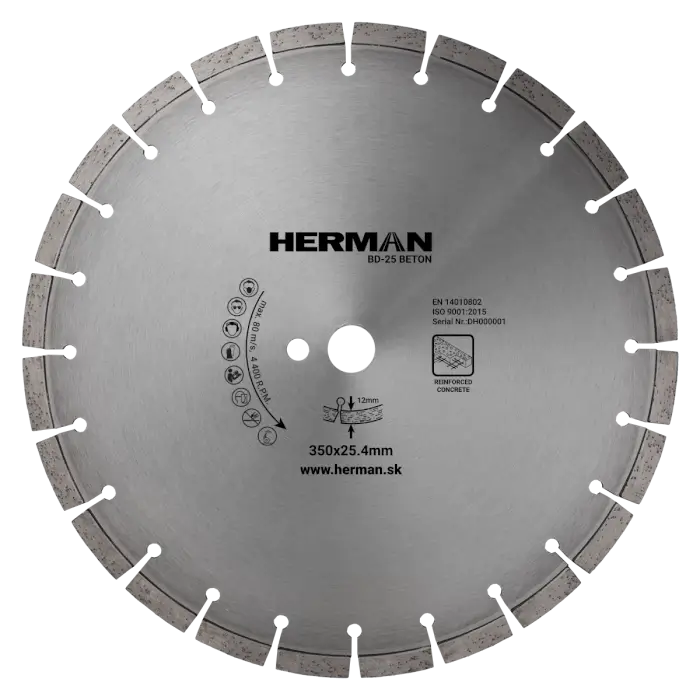 Diamantscheibe HERMAN BD-25 Beton 350x25,4mm | H=12mm