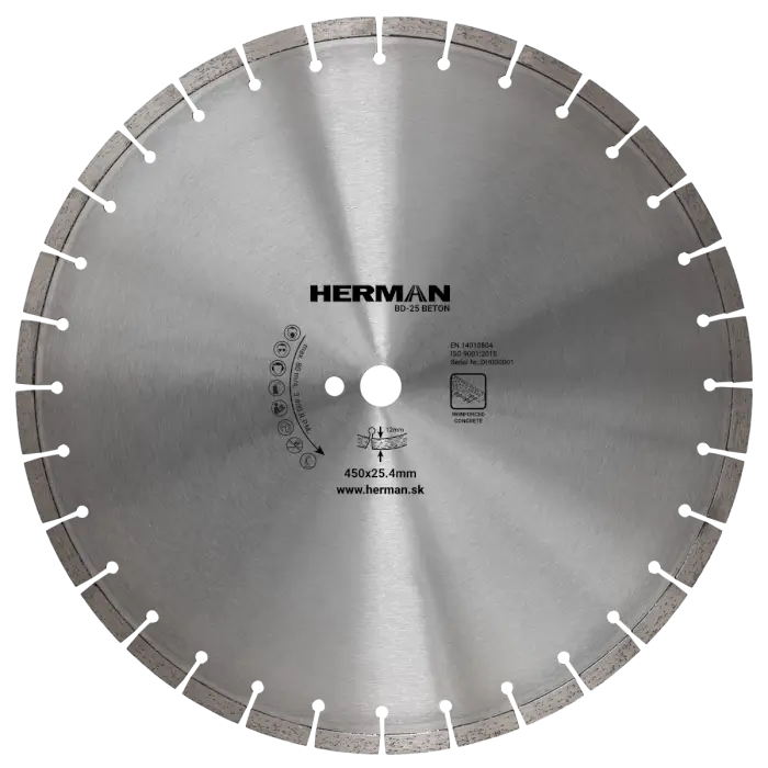 Diamantscheibe HERMAN BD-25 Beton 450x25,4mm | H=12mm