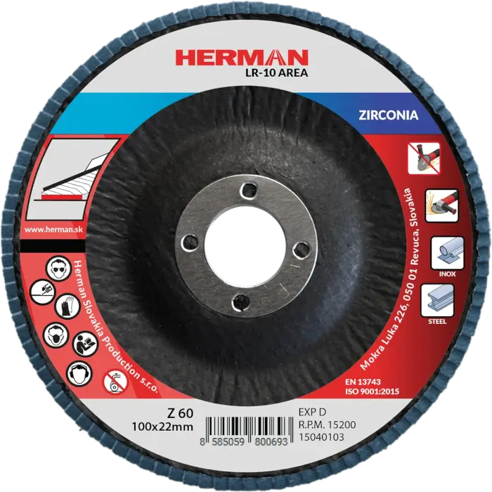 Lamellenscheibe HERMAN LR-10 Area 100mm|P60|zirconia