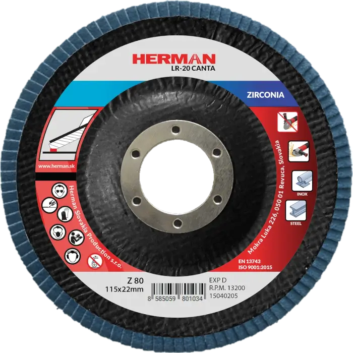 Lamellenscheibe HERMAN LR-20 Canta 115mm|P80|zirconia