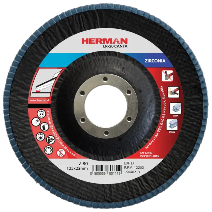 Lamellenscheibe HERMAN LR-20 Canta 125mm|P80|zirconia