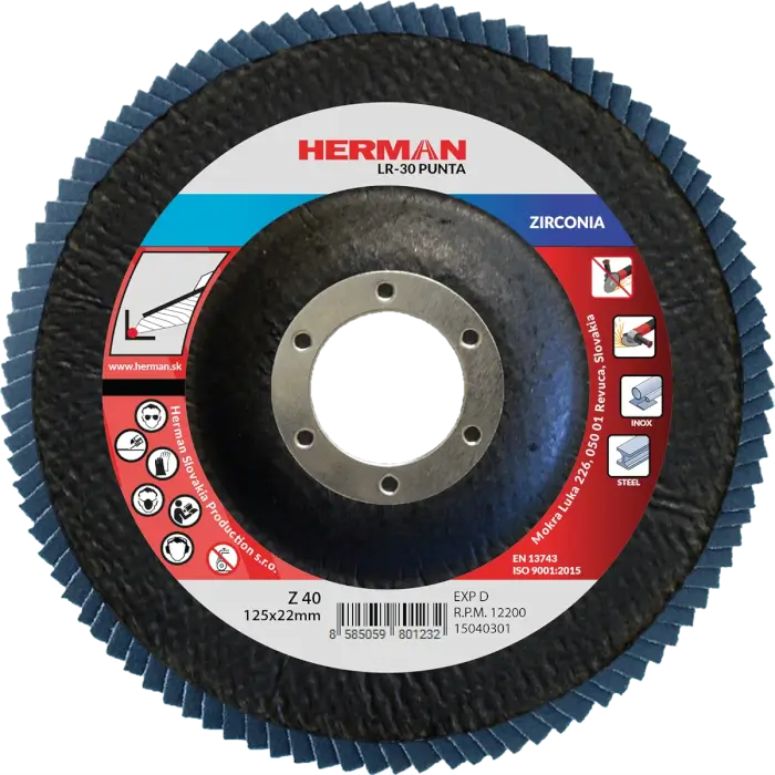 Lamellenscheibe HERMAN LR-30 Punta 125mm|P40|zirconia