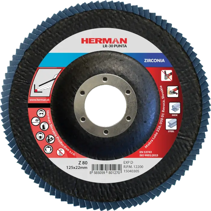 Lamellenscheibe HERMAN LR-30 Punta 125mm|P80|zirconia