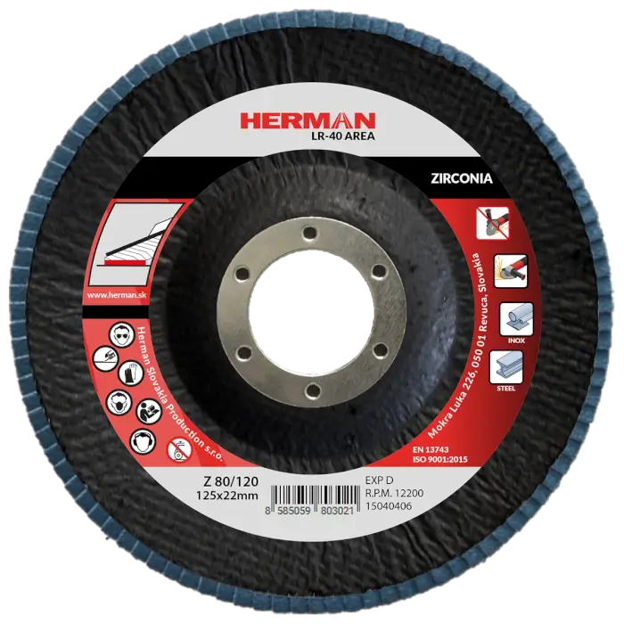Lamellenscheibe HERMAN LR-40 Area 125mm|P80/120|zirconia
