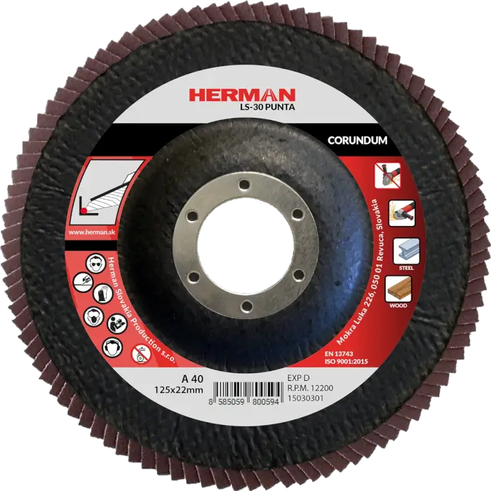 Lamellenscheibe HERMAN LS-30 Punta 125mm|P40|corundum