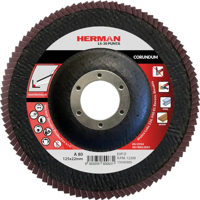 Lamellenscheibe HERMAN LS-30 Punta 125mm|P80|corundum