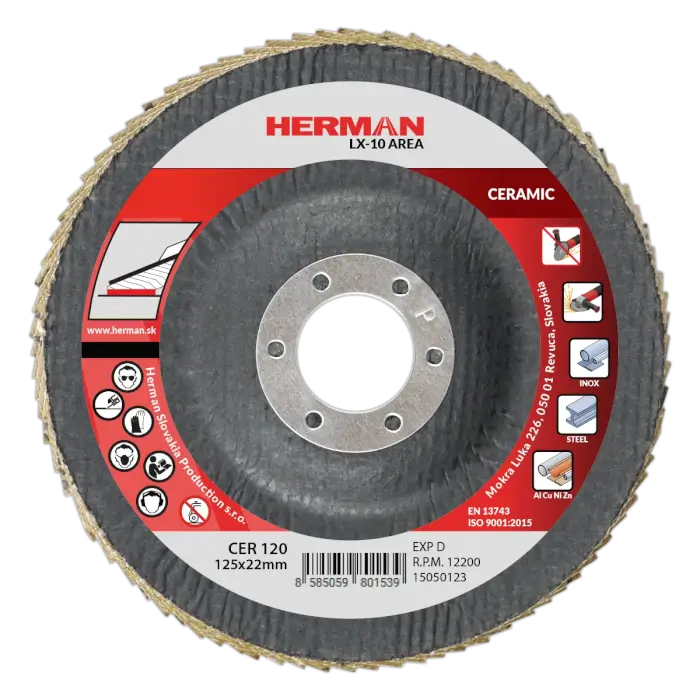 Lamellenscheibe HERMAN LX-10 Area 125mm|P120|ceramic