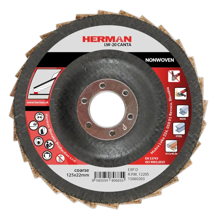 Fächerscheibe aus Schleifvlies HERMAN LW-20 Canta Für Stahl, Edelstahl und Buntmetalle