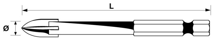 Vierschneidiger-TCT-Bohrer HERMAN DC-61 Glass Für Glas, Keramik usw.