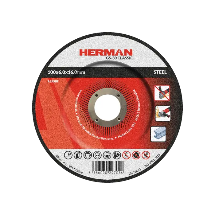 Schleifscheibe HERMAN GS-30 Classic|Für Stahl 100x6,0x16,0mm