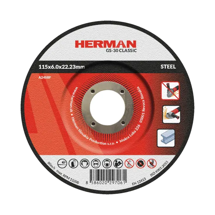 Schleifscheibe HERMAN GS-30 Classic|Für Stahl 115x6,0x22,23mm
