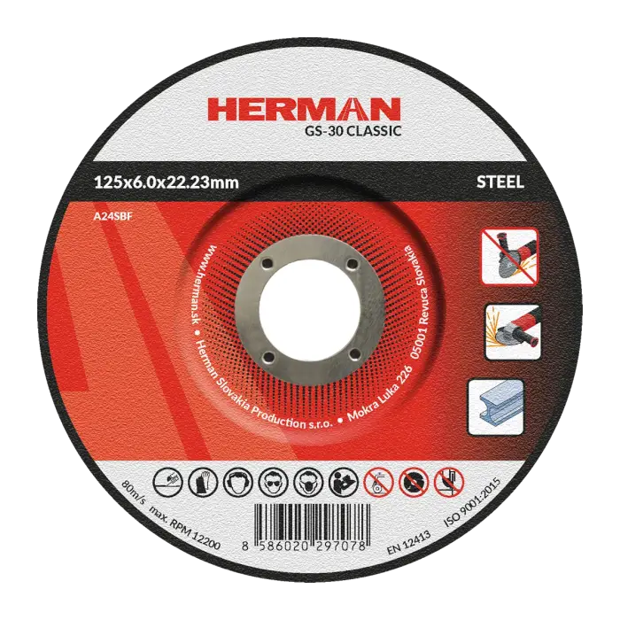 Schleifscheibe HERMAN GS-30 Classic|Für Stahl 125x6,0x22,23mm