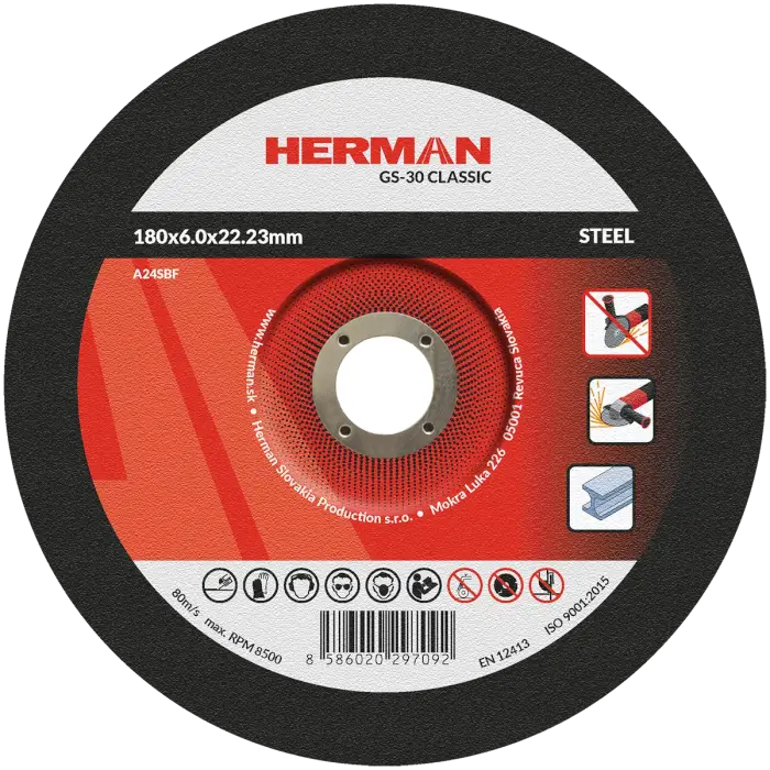 Schleifscheibe HERMAN GS-30 Classic|Für Stahl 180x6,0x22,23mm