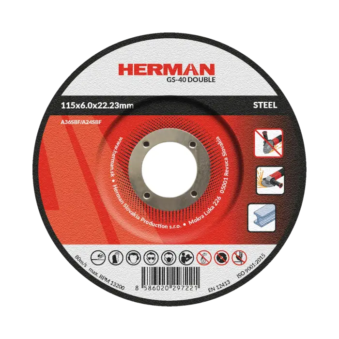 Schleifscheibe HERMAN GS-40 Double|Für Stahl 115x6,0x22,23mm