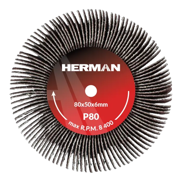 Schleifscheibe auf Schaft HERMAN FWS-10/S 80x50x6mm | Corundum | P80
