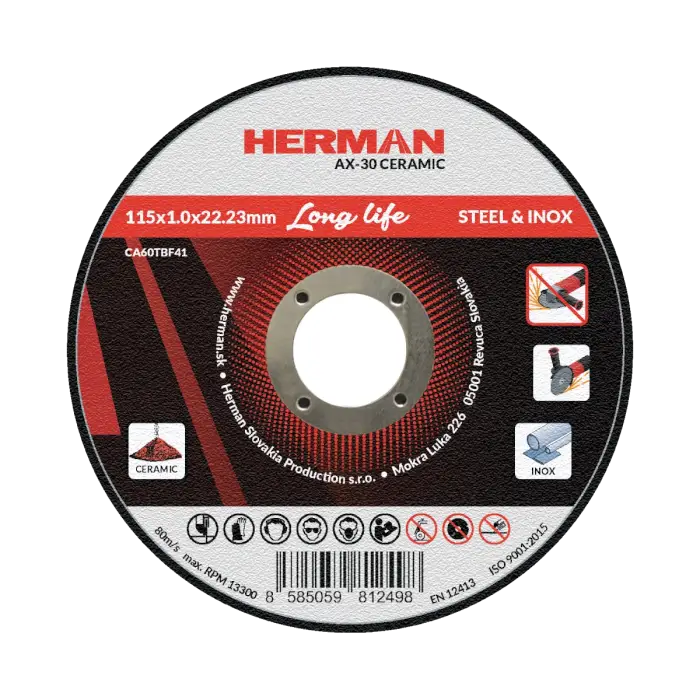 HERMAN AX-30 Ceramic |Für Stahl und Edelstahl 115x1,0x22,2mm | Gerade|TYP 41
