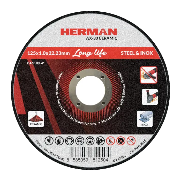 HERMAN AX-30 Ceramic |Für Stahl und Edelstahl 125x1,0x22,2mm | Gerade|TYP 41