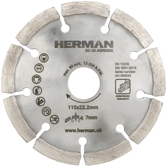 Diamantscheibe HERMAN BD-20 Agressa 115x22,2mm|H=7mm