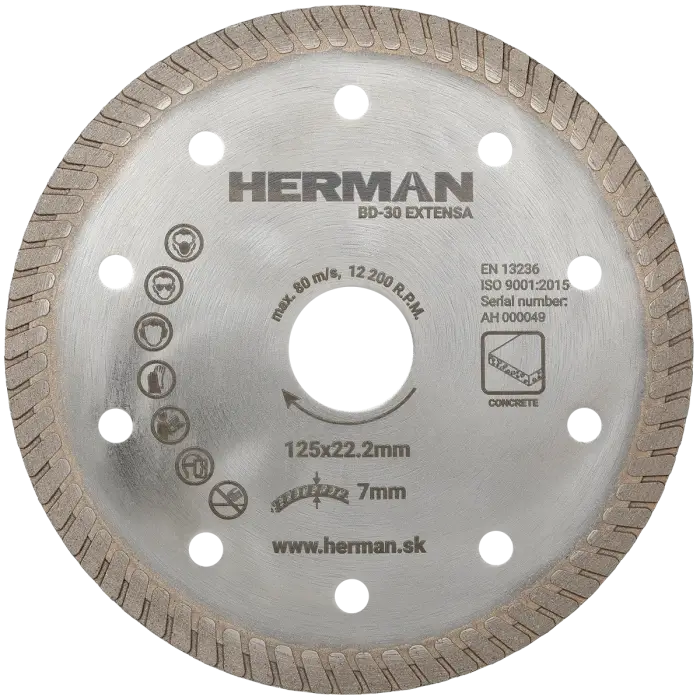 Diamantscheibe HERMAN BD-30 Extensa 125x22,2mm|H=7mm