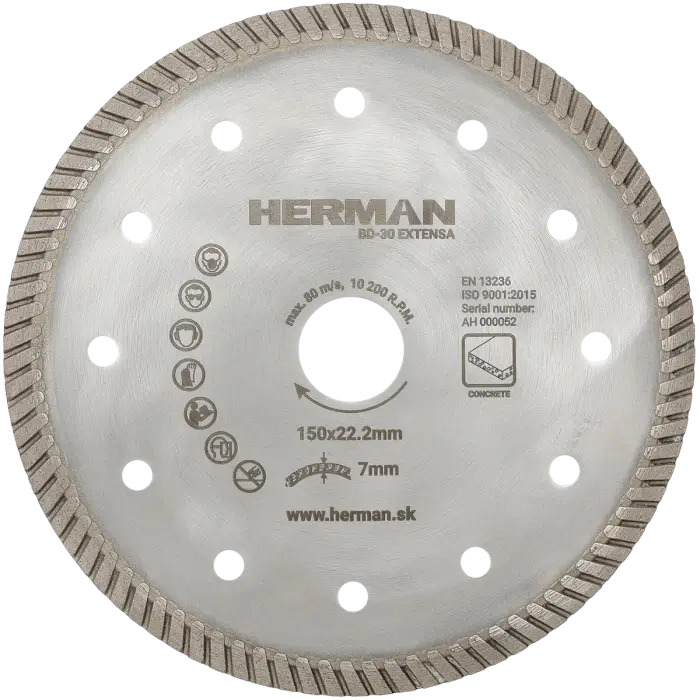 Diamantscheibe HERMAN BD-30 Extensa 150x22,2mm|H=7mm