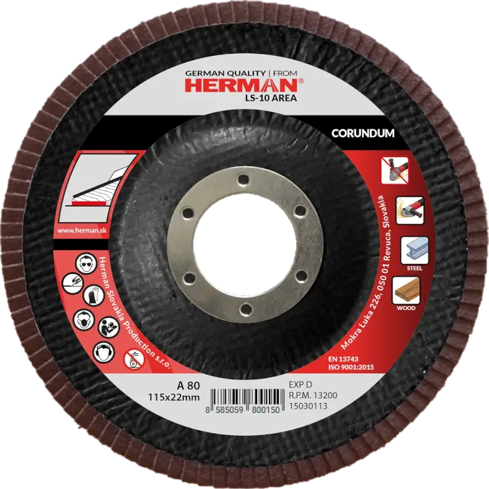 Lamellenscheibe HERMAN LS-10 Area 115mm|P80|corundum