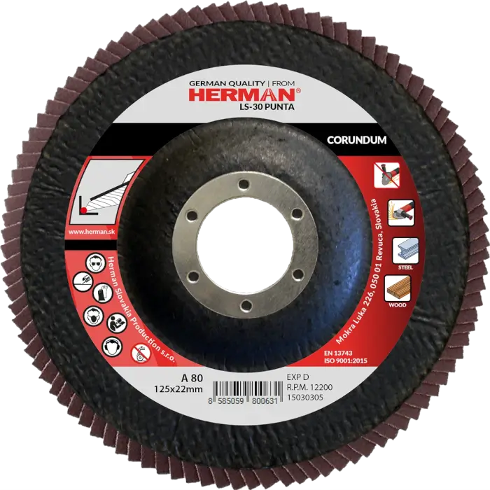 Lamellenscheibe HERMAN LS-30 Punta 125mm|P80|corundum