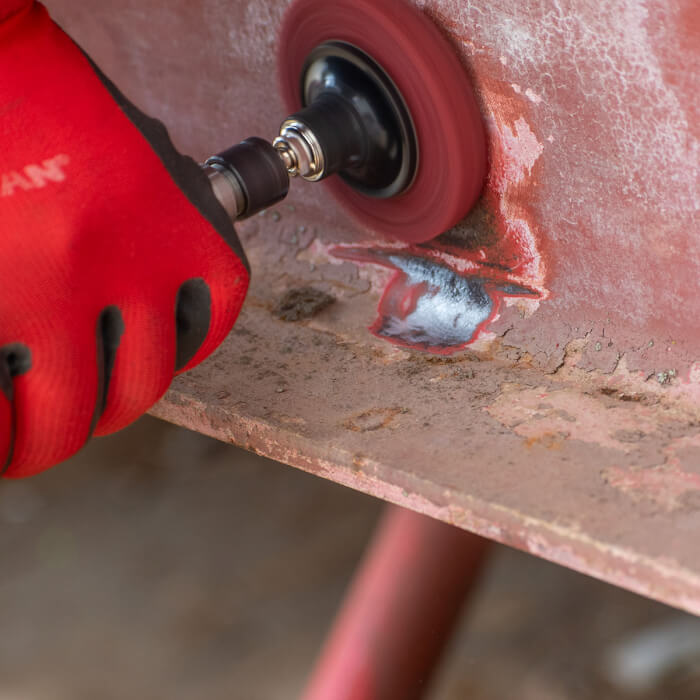 Reinigung-Schleifscheibe Quick Change HERMAN MKY-10/QC-RS Dragon Red Schleifmittel: STRIP-IT Aggressiv