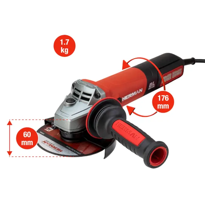 Winkelschleifer HERMAN WX-12505 BL | 125 mm 1300 W | Garantie: 3 Jahren