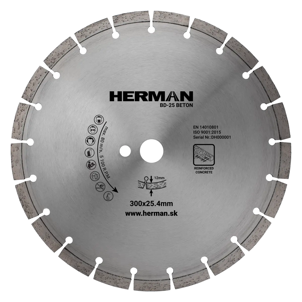Diamant-Trennscheibe HERMAN BD-25 Beton Für Beton and Stahlbeton